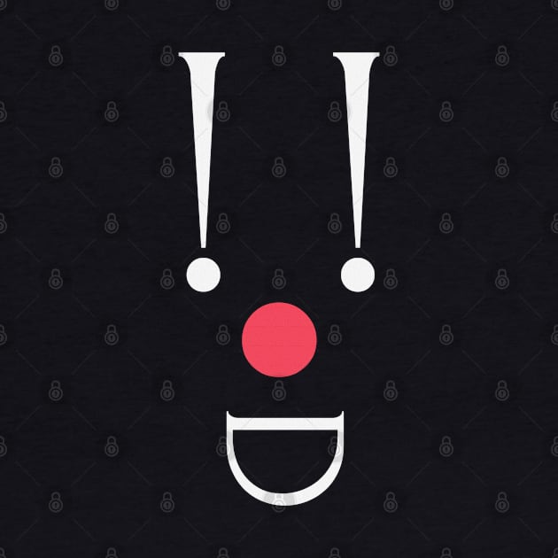 Clown, white exclamation marks and a red nose by PopArtyParty